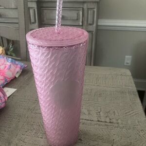 Starbucks Pink Tumbler with Textured Design